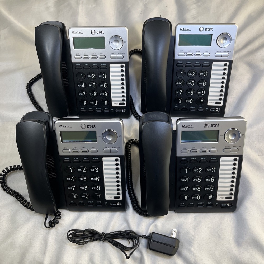 Lot of 4 AT&T ML17929 2-Line Phone w/ Handsets, Stands, *ONLY 1 POWER CABLE*